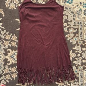 Say What? Rich Burgundy Fringe Dress